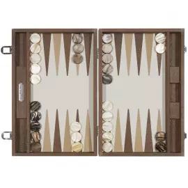 Эксклюзивный набор для игры в нарды "Alain" из кожи, бежевый, большой